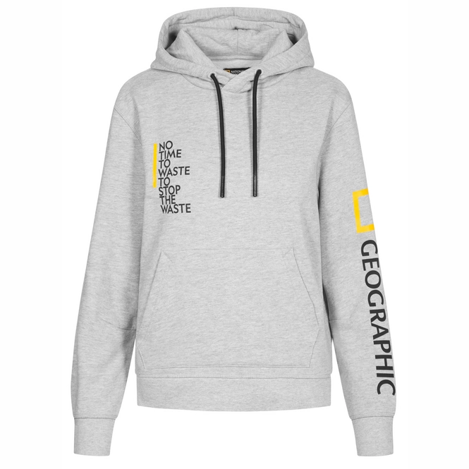 Hoodie National Geographic Women With Print Light Grey Melange