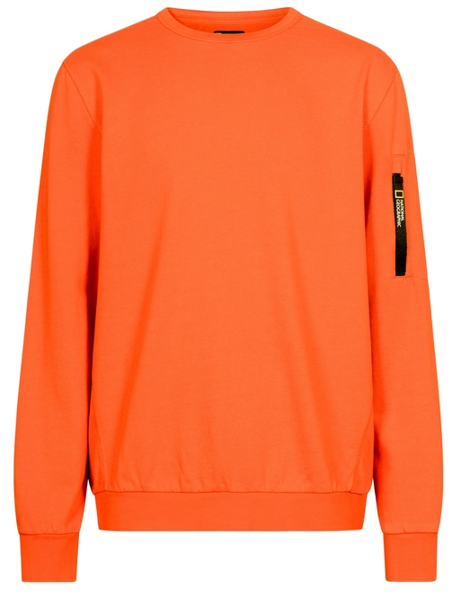 Jumper National Geographic Men Garment Dyed Crewneck Pumpkin Orange