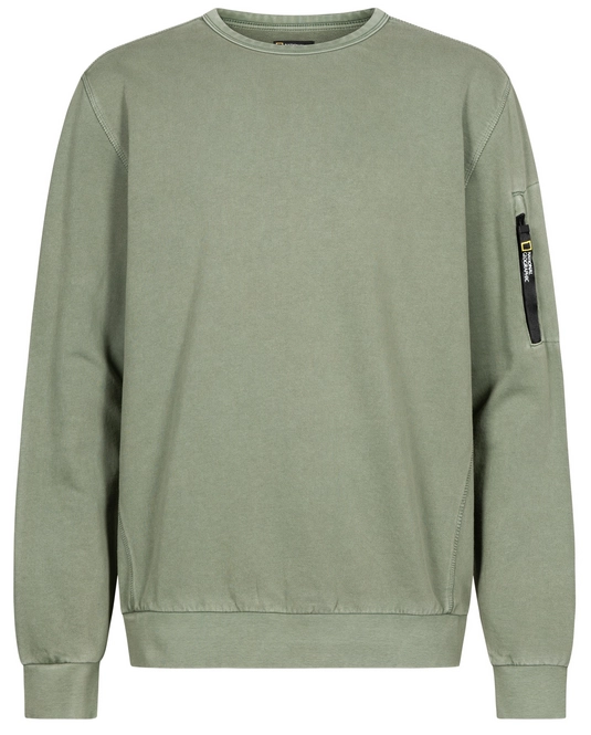 Jumper National Geographic Men Garment Dyed Crewneck Agave Green