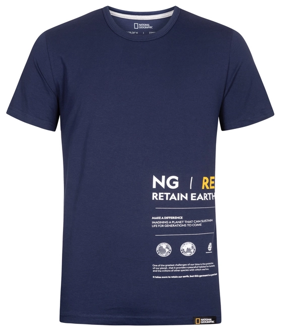 T-Shirt National Geographic Mens With Front-Print Navy
