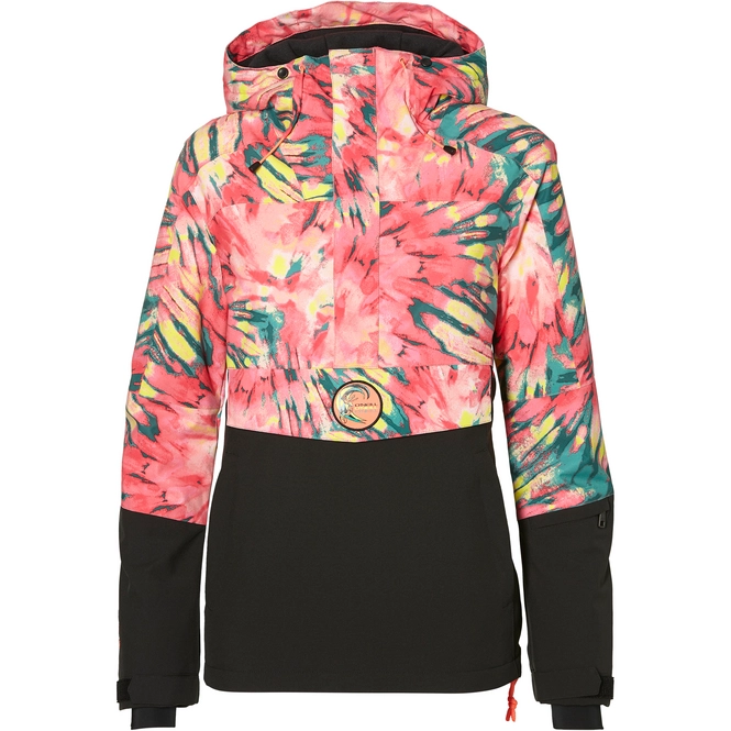 Ski Jacket O'Neill Women Frozen Wave Anorak Pink AOP Green