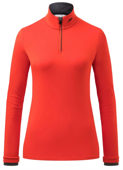 Ski Sweatshirt KJUS Women Feel Half-Zip Fiery Red Grey Melange