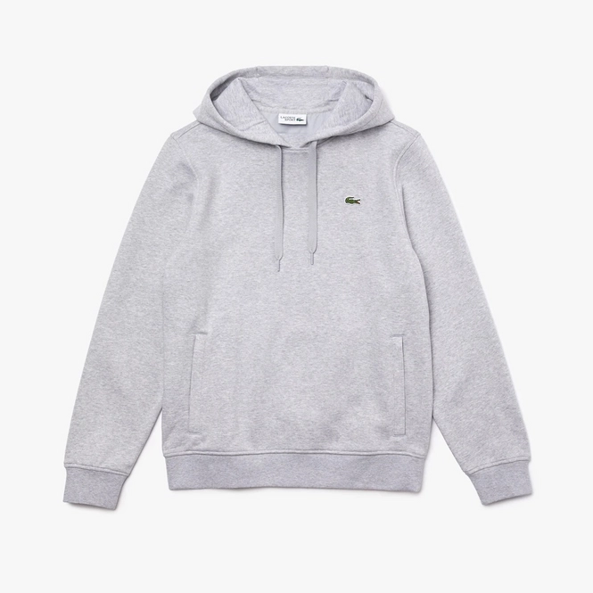 Hoodie Lacoste Men SH1527 Sport Hooded Fleece Silver Chine Elephant Grey