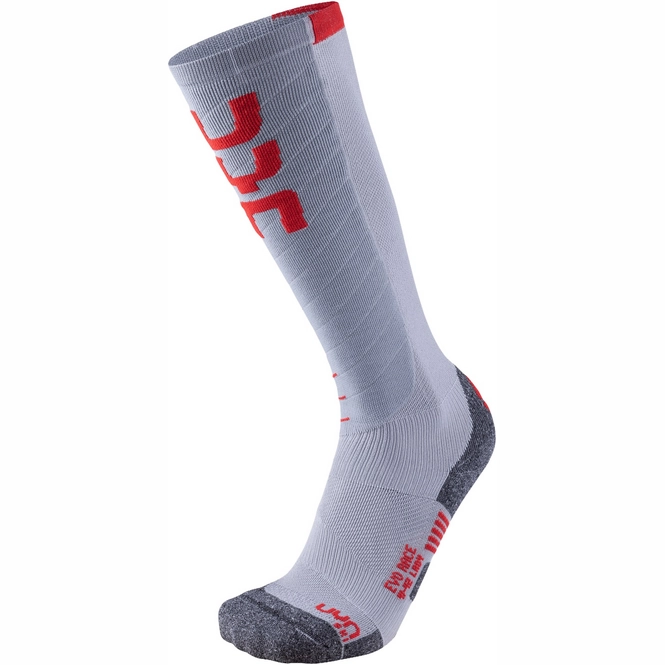 Ski Socks UYN Women Evo Race Light Grey Red