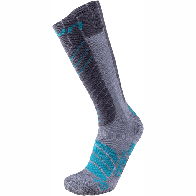 Ski Socks UYN Women Comfort Fit Grey Turquoise