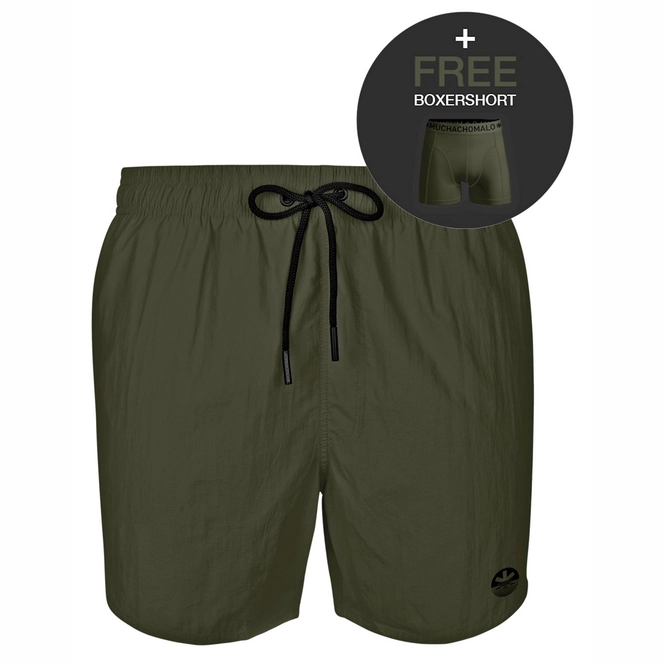 Swimming Trunks Muchachomalo Men Solid Army Green