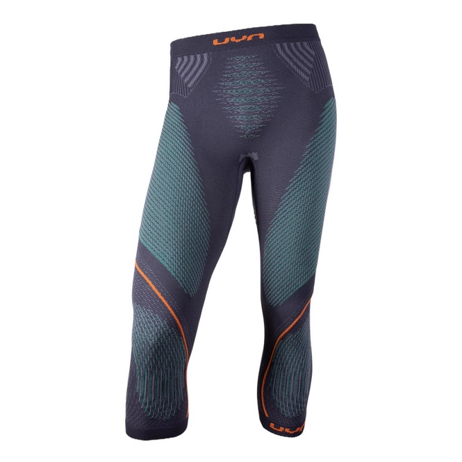Leggings UYN Men Evolutyon Pants Medium Charcoal Green Orange Shiny