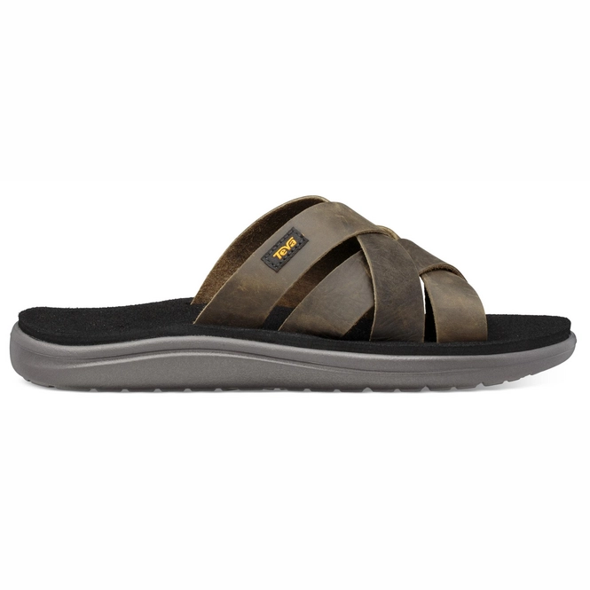 Flip Flops Teva Men Voya Slide Leather Dark Olive
