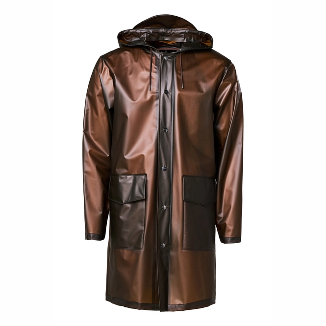 Raincoat RAINS Transparent Hooded Coat Foggy Brown