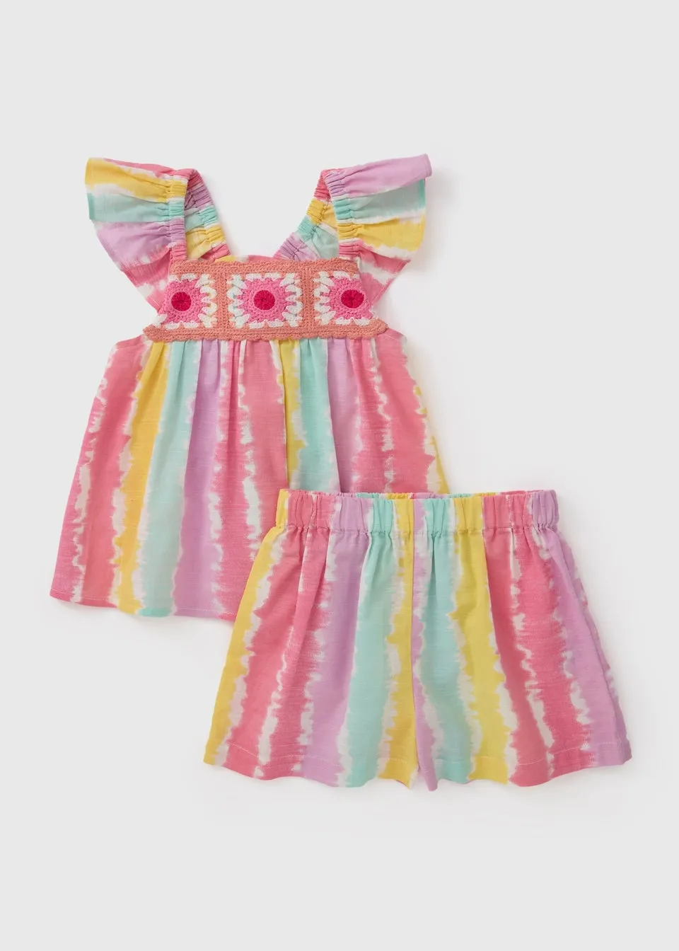 Girls Pink Tie Dye Top & Shorts Set (1-7yrs)
