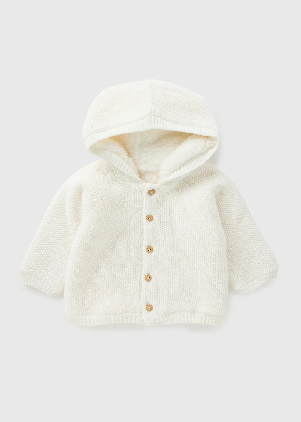Baby Cream Borg Lined Cardigan (Newborn-23mths)