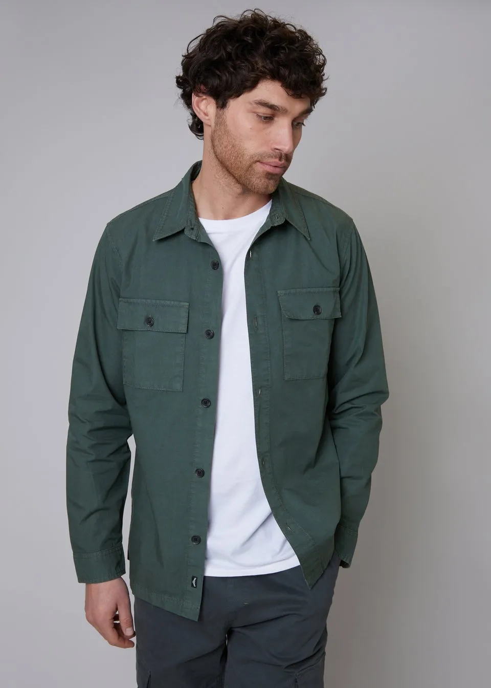 Threadbare Dark Grey Lightweight Cotton Shacket