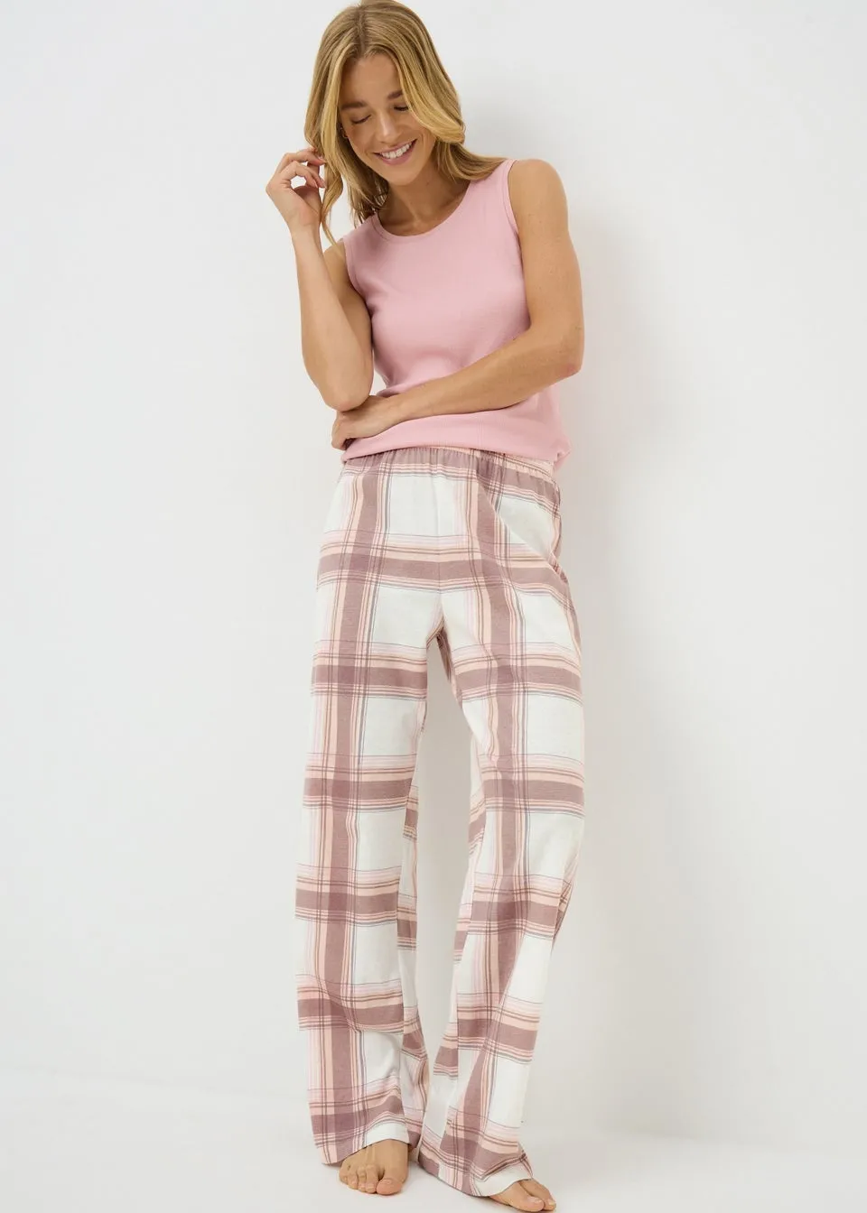 Pink Check Pyjama Bottoms