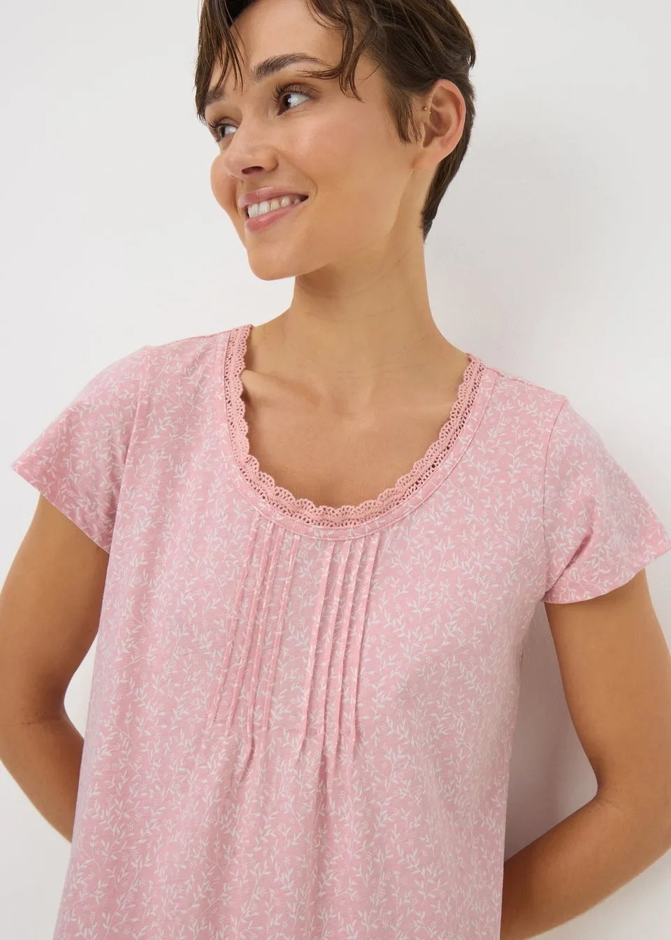 Pink Leaf Lace Nightie