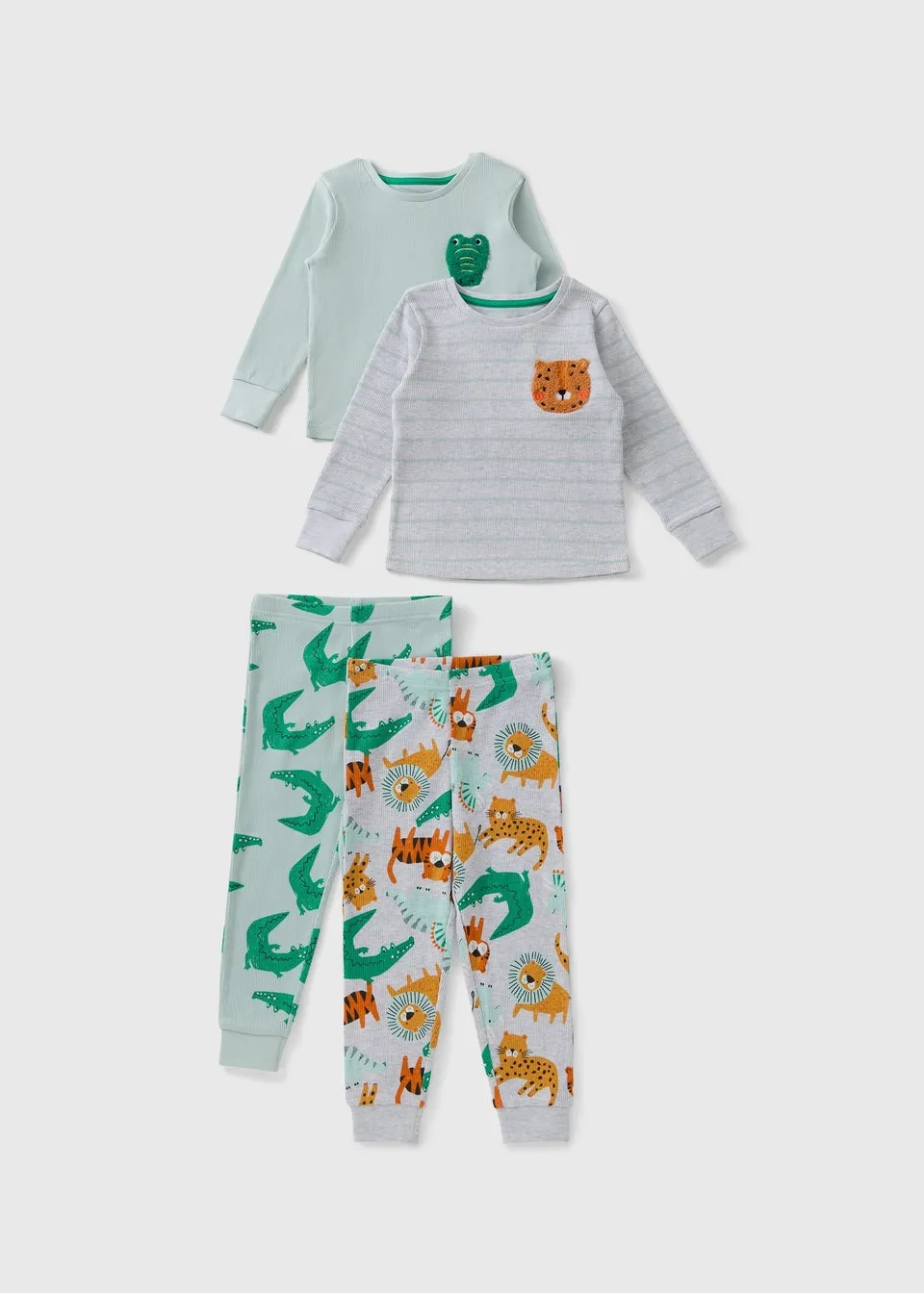2 Pack Boys Grey/Green Safari Pyjamas (1-7yrs)