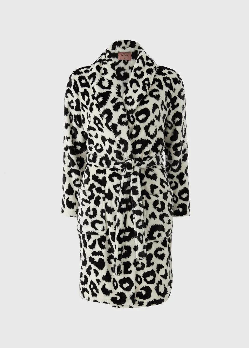 Black Mono Animal Print Dressing Gown