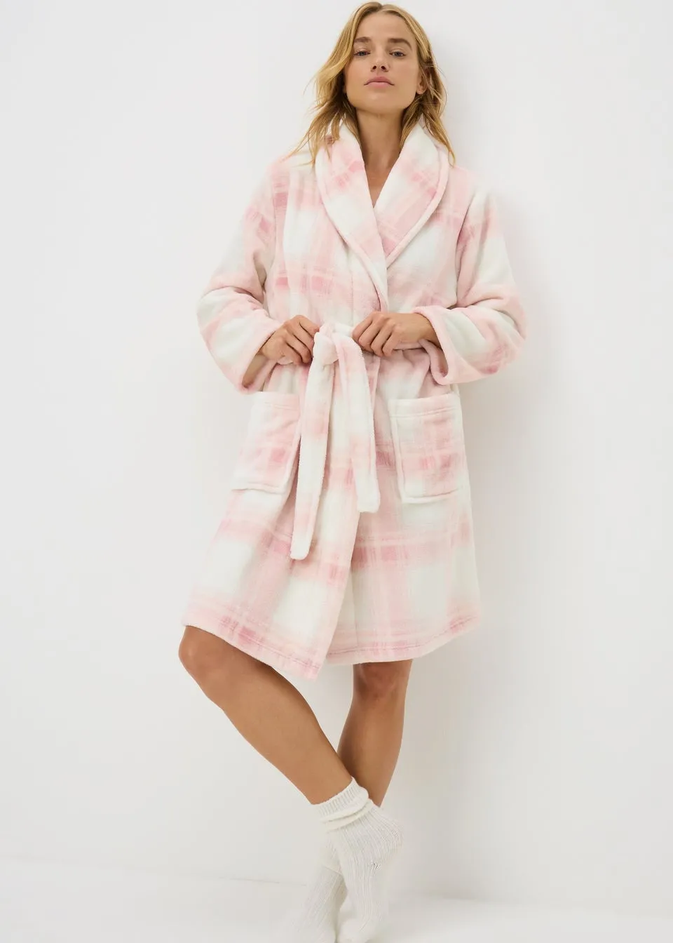 Pink Check Dressing Gown
