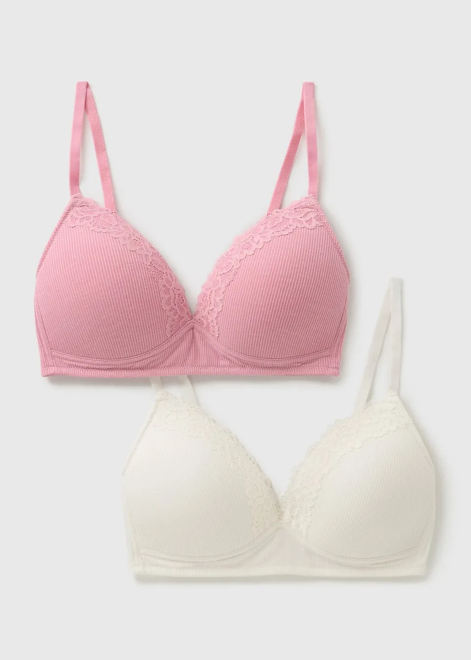 2 Pack Pink & White Bralettes