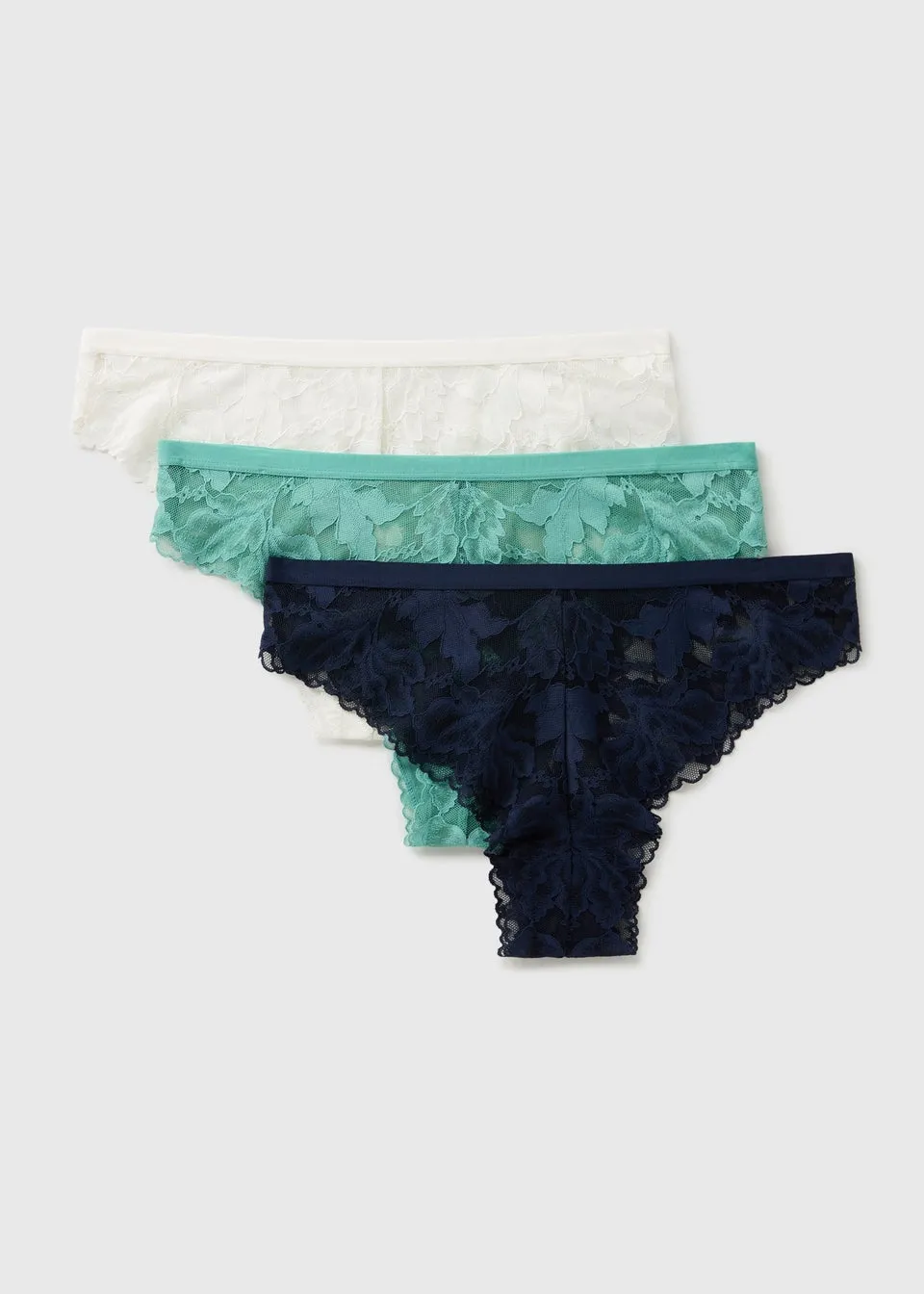 3 Pack Green Lace Brazilian Knickers