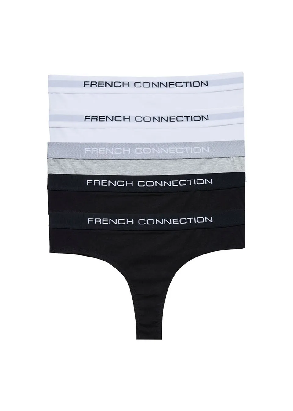 French Connection White 5 Pack Cotton French Connection Ladies Thongs
