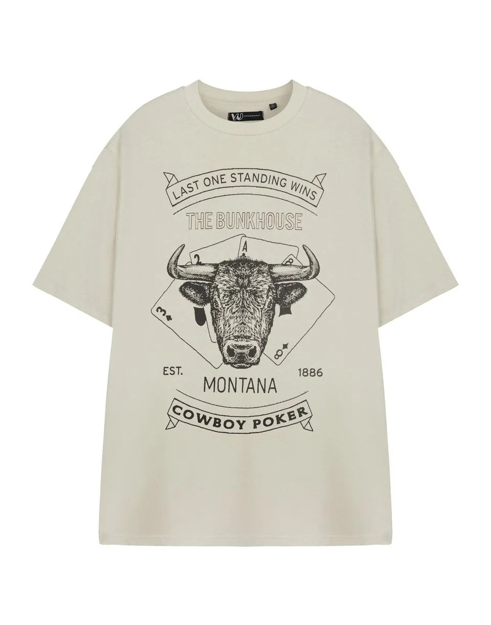Yellowstone Beige Cowboy Poker Short Sleeved T-Shirt