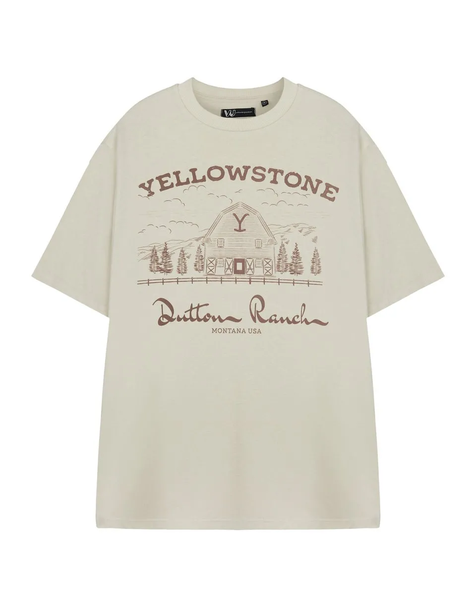 Yellowstone Beige Barn Short Sleeved T-Shirt Oatmeal