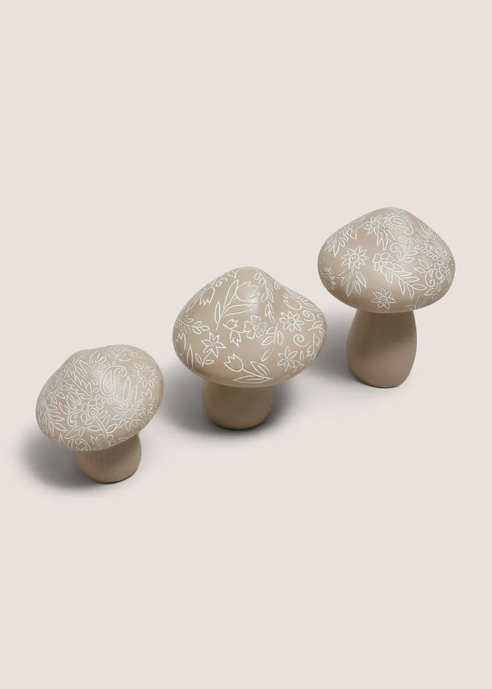 Beige Filigree Mushroom Ornaments