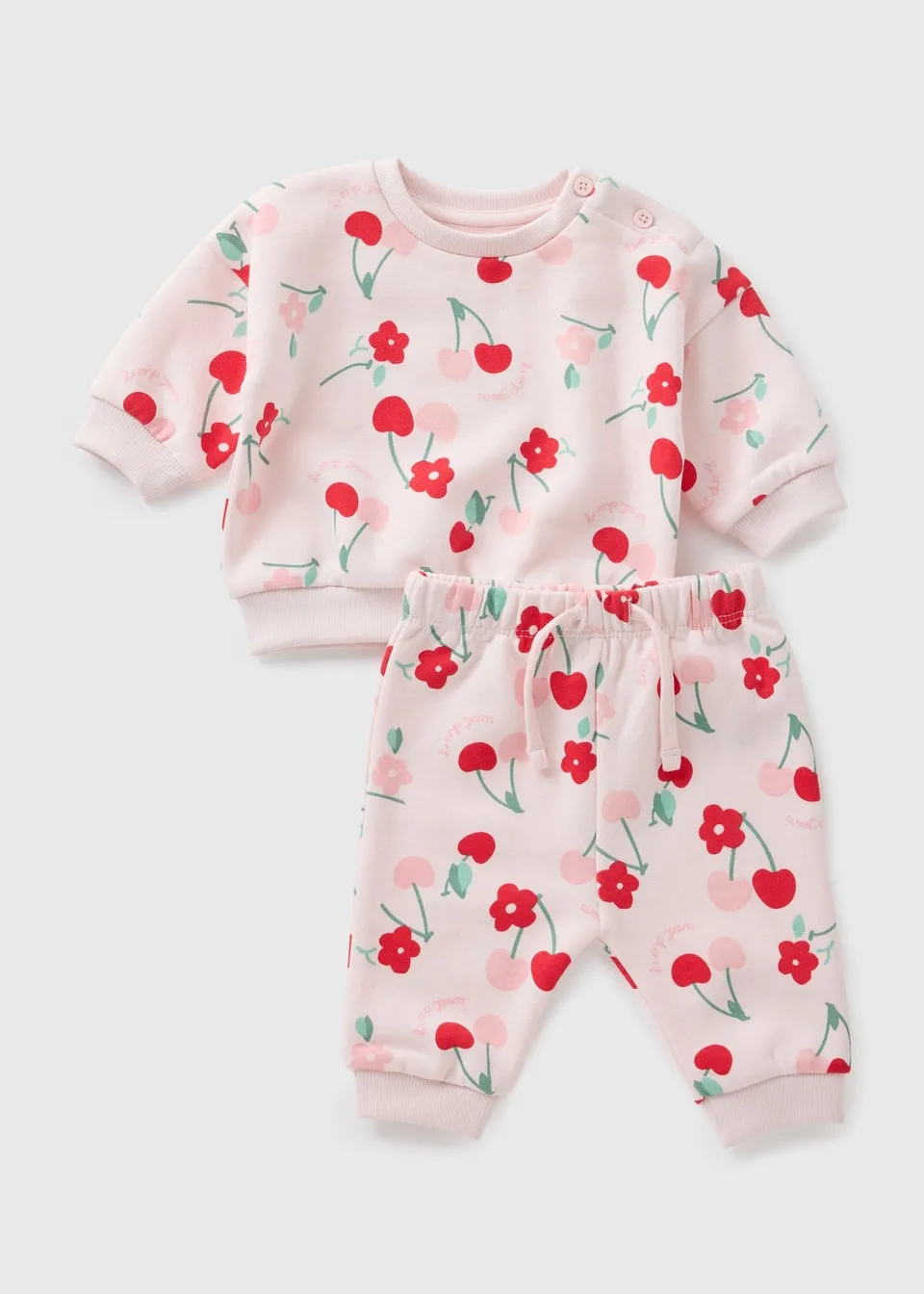 Baby Pink Cherry Sweatshirt & Jogging Bottoms (Newborn-23mths)