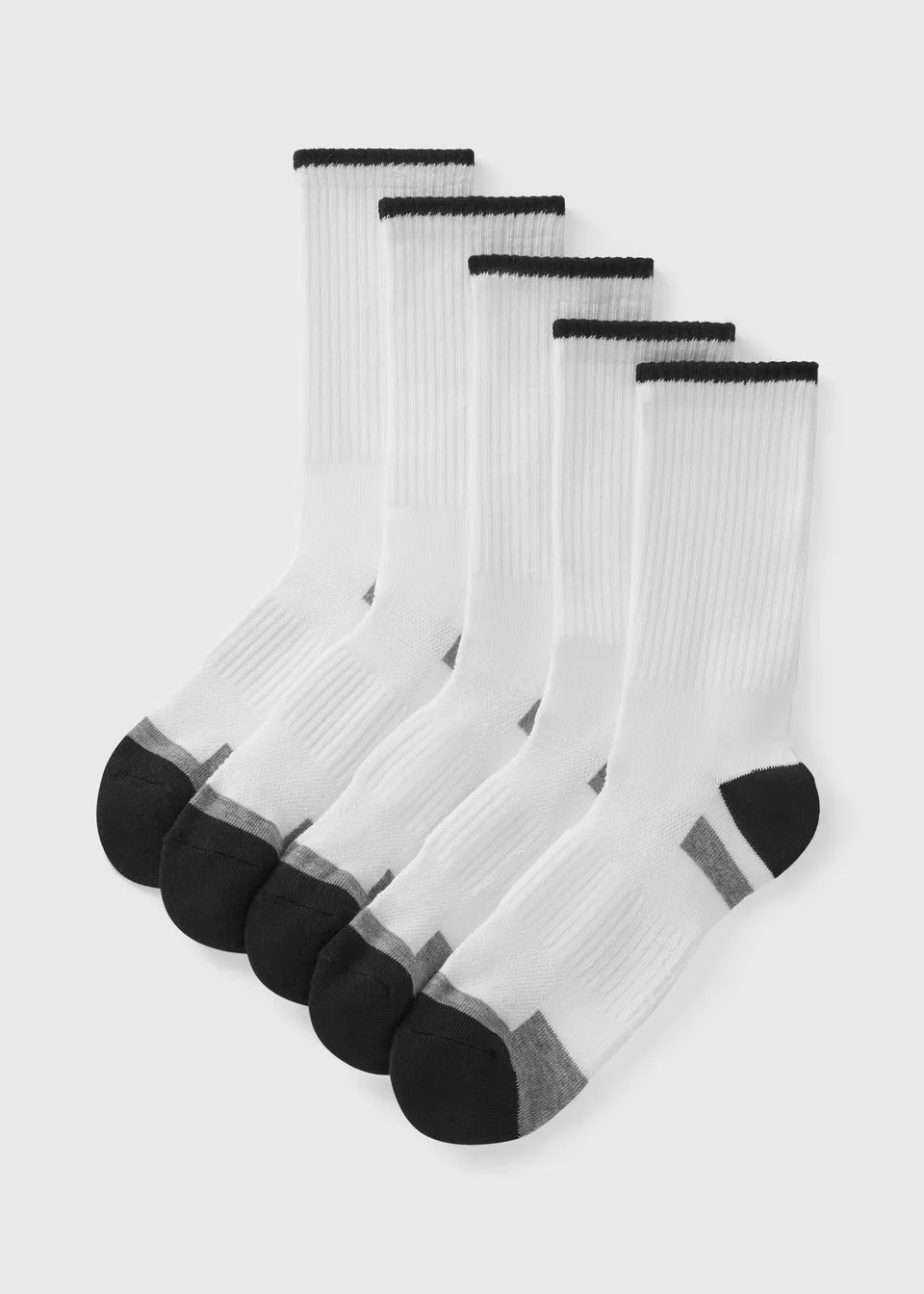 5 Pack White Athletic Sports Socks