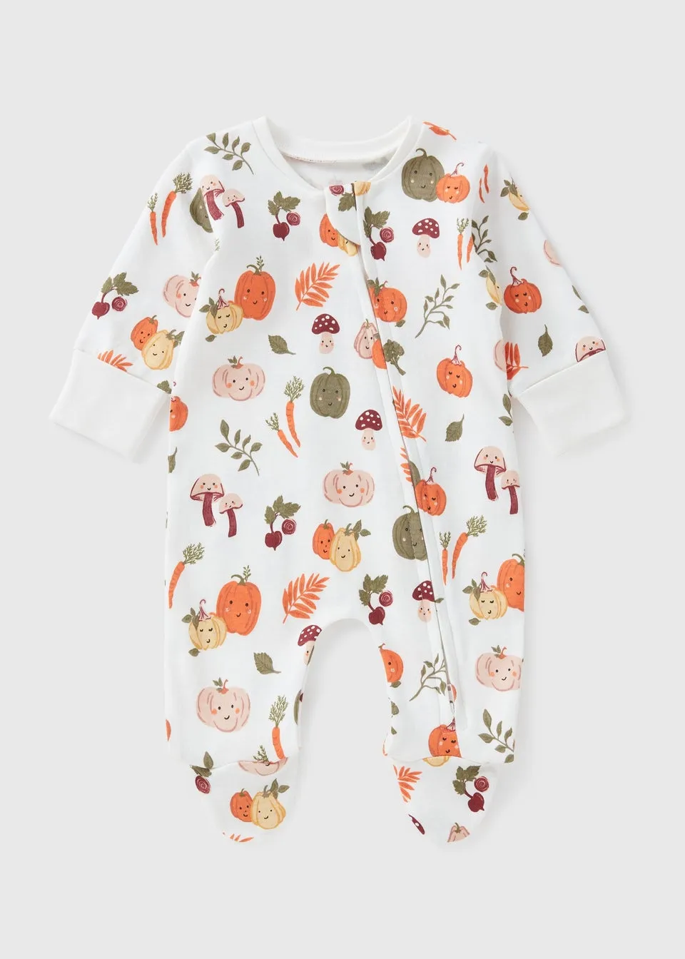 Baby Cream Pumpkin Zipped Sleepsuit (Newborn-23mths)
