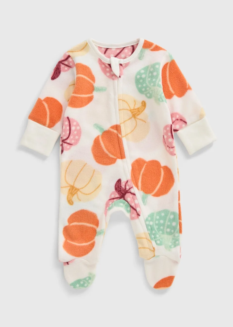 Baby Multicolour Pumpkin Fleece Sleepsuit (Newborn-23mths)