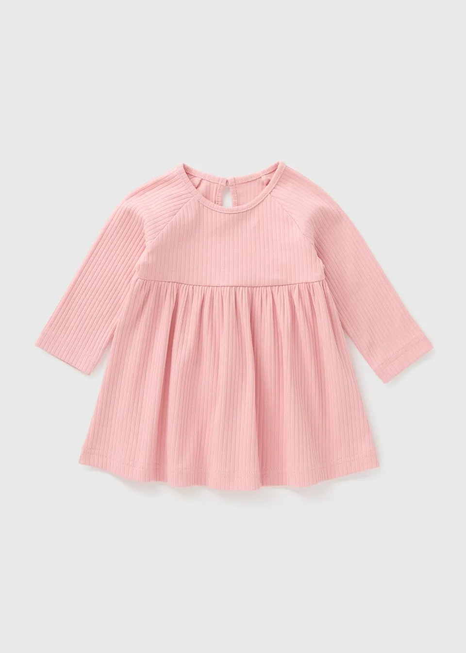 Baby Pink Ribbed Dress (Newborn-23mths)