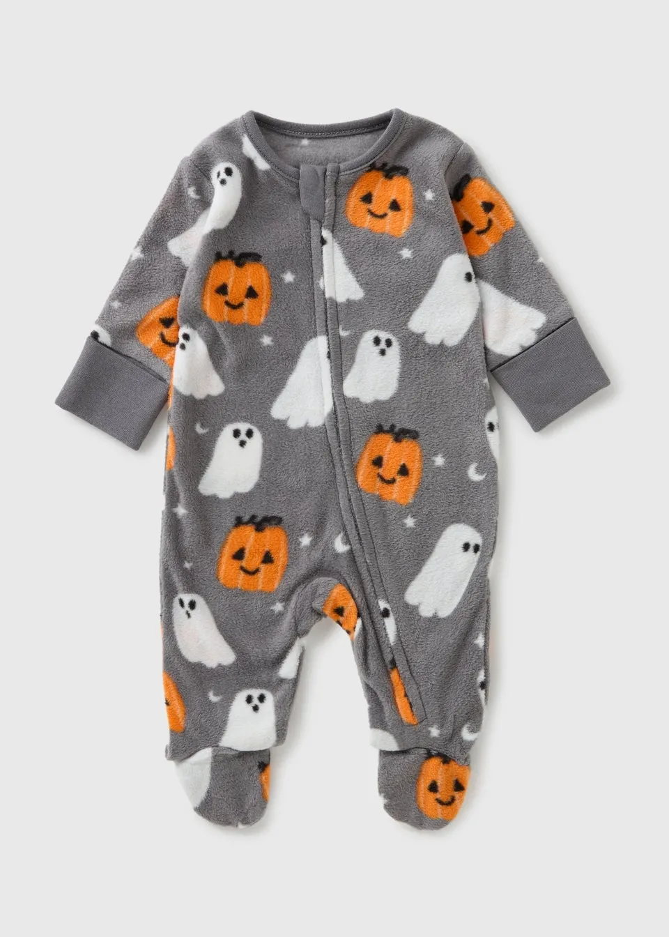 Baby Grey Halloween Fleece Sleepsuit (Newborn–23mths)