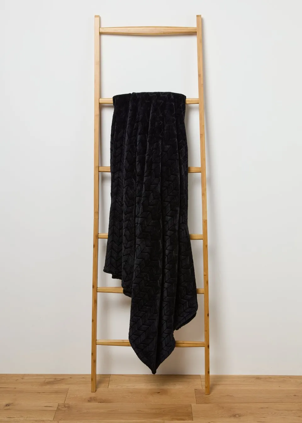 Black Embossed Fleece Throw