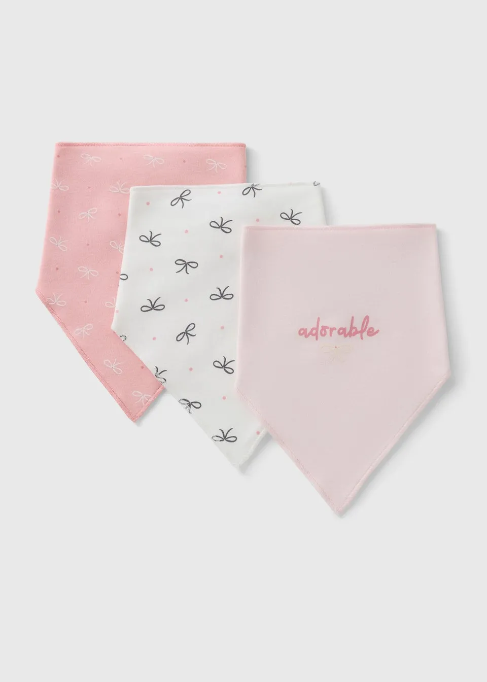 3 Pack Baby Pink Bow Bandana Bibs
