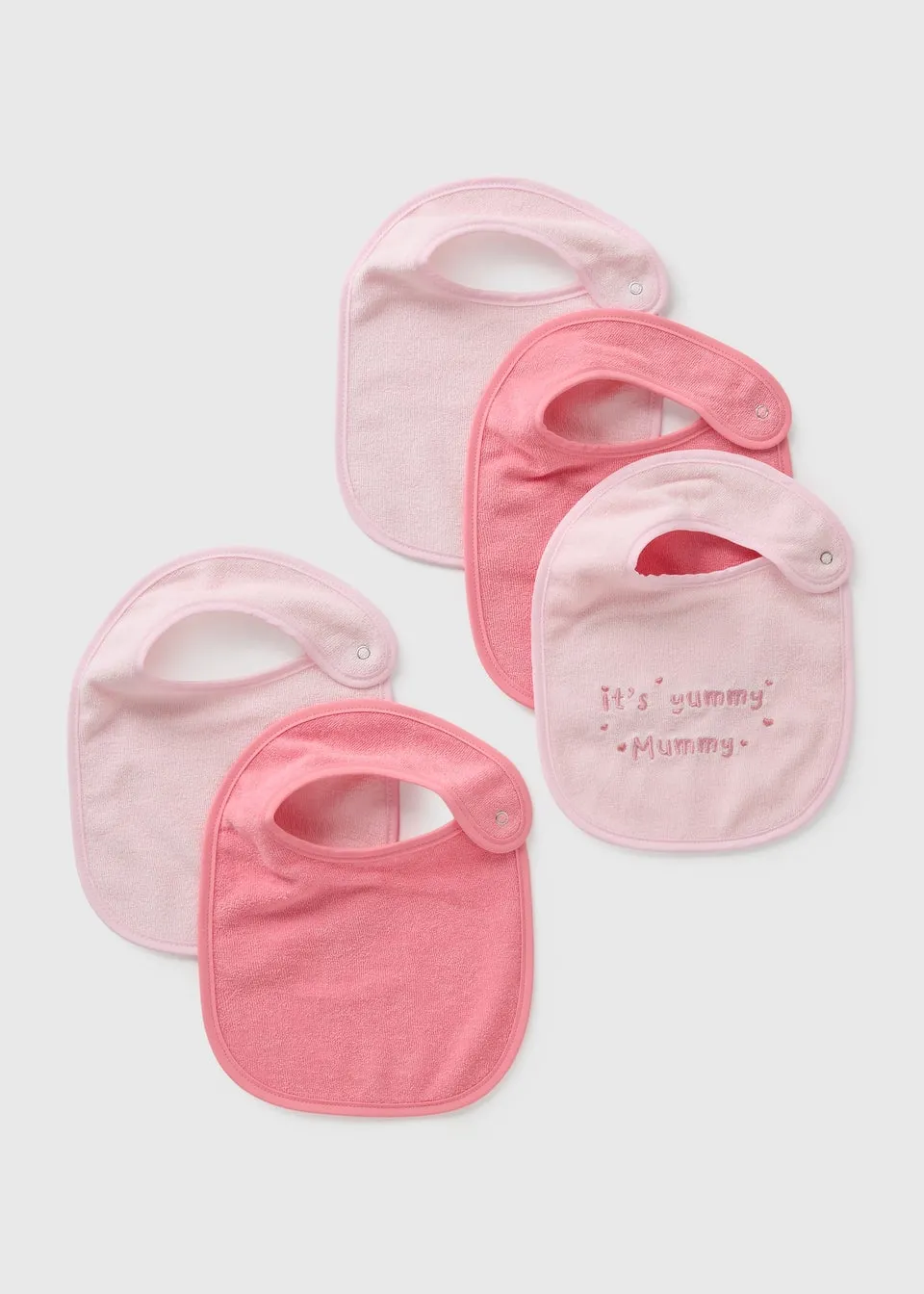 5 Pack Baby Pink Textured Bibs