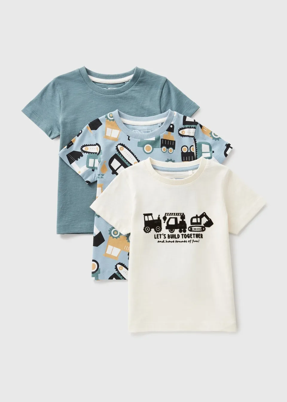 3 Pack Boys Blue Tractor T-Shirts (1-7yrs)