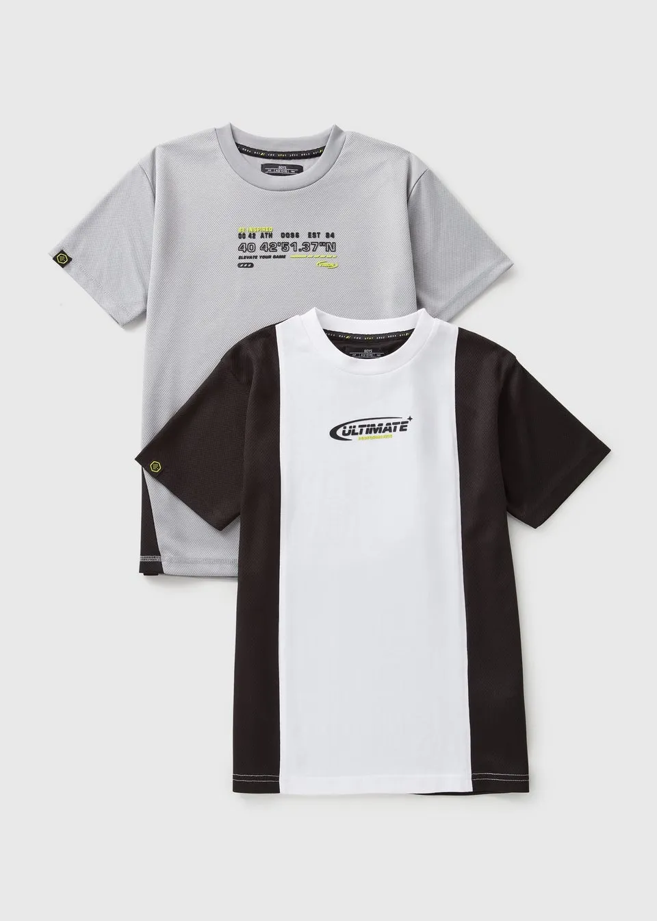 2 Pack Boys Black Sports Mesh T-Shirts (7-15yrs)