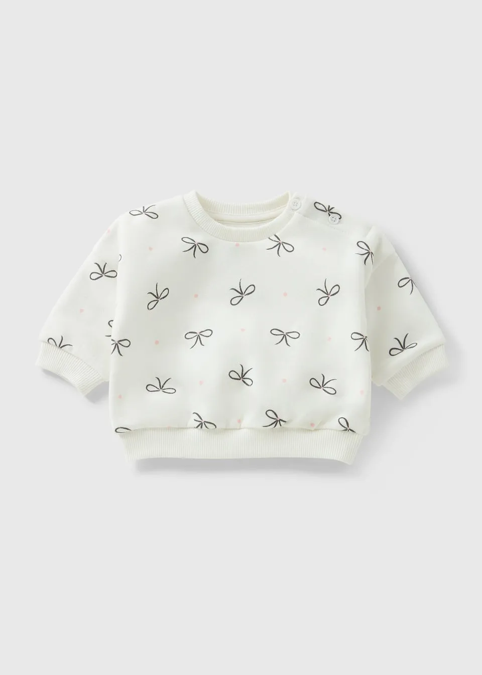 Baby Cream Bow Mono Sweatshirt (Newborn-23mths)