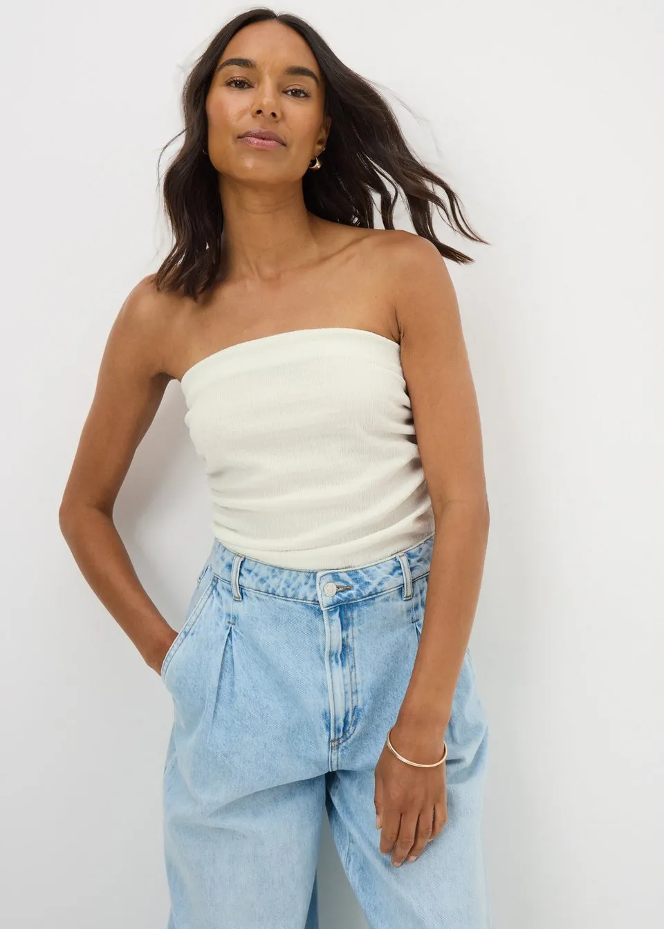 Cream Textured Bandeau