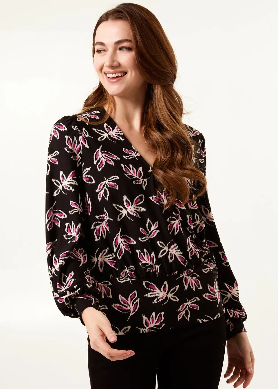 Blue Vanilla Multi Deep Hem Wrap Top