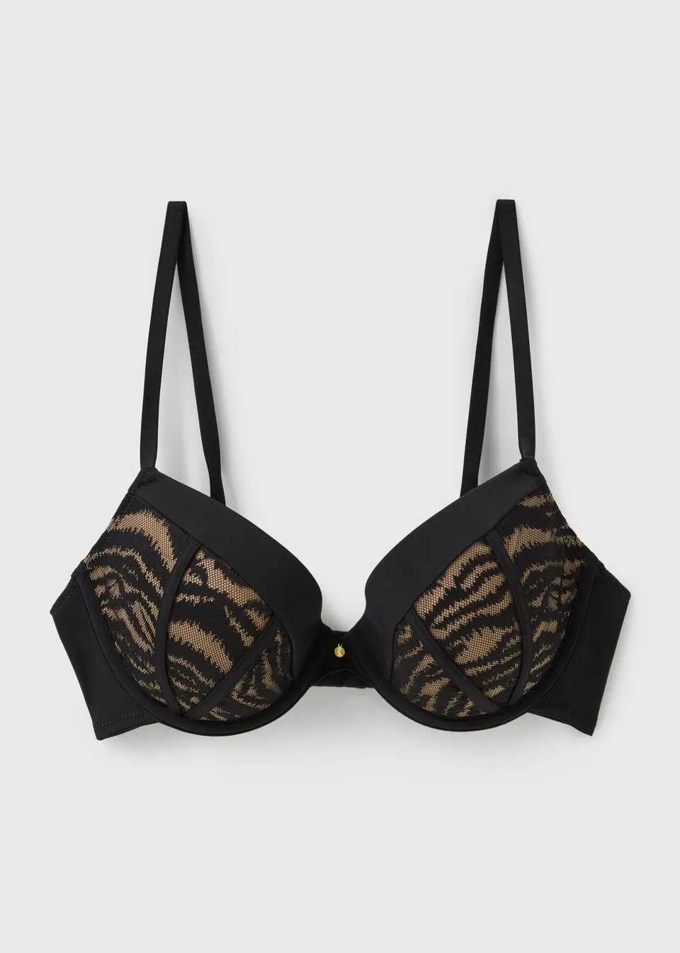 Black Zebra Print Lace Bra