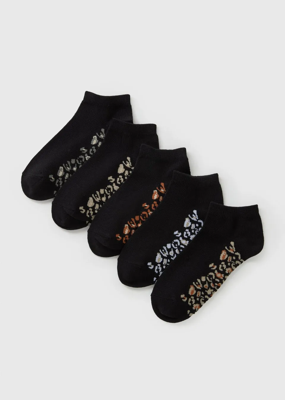 5 Pack Black Animal Sole Socks