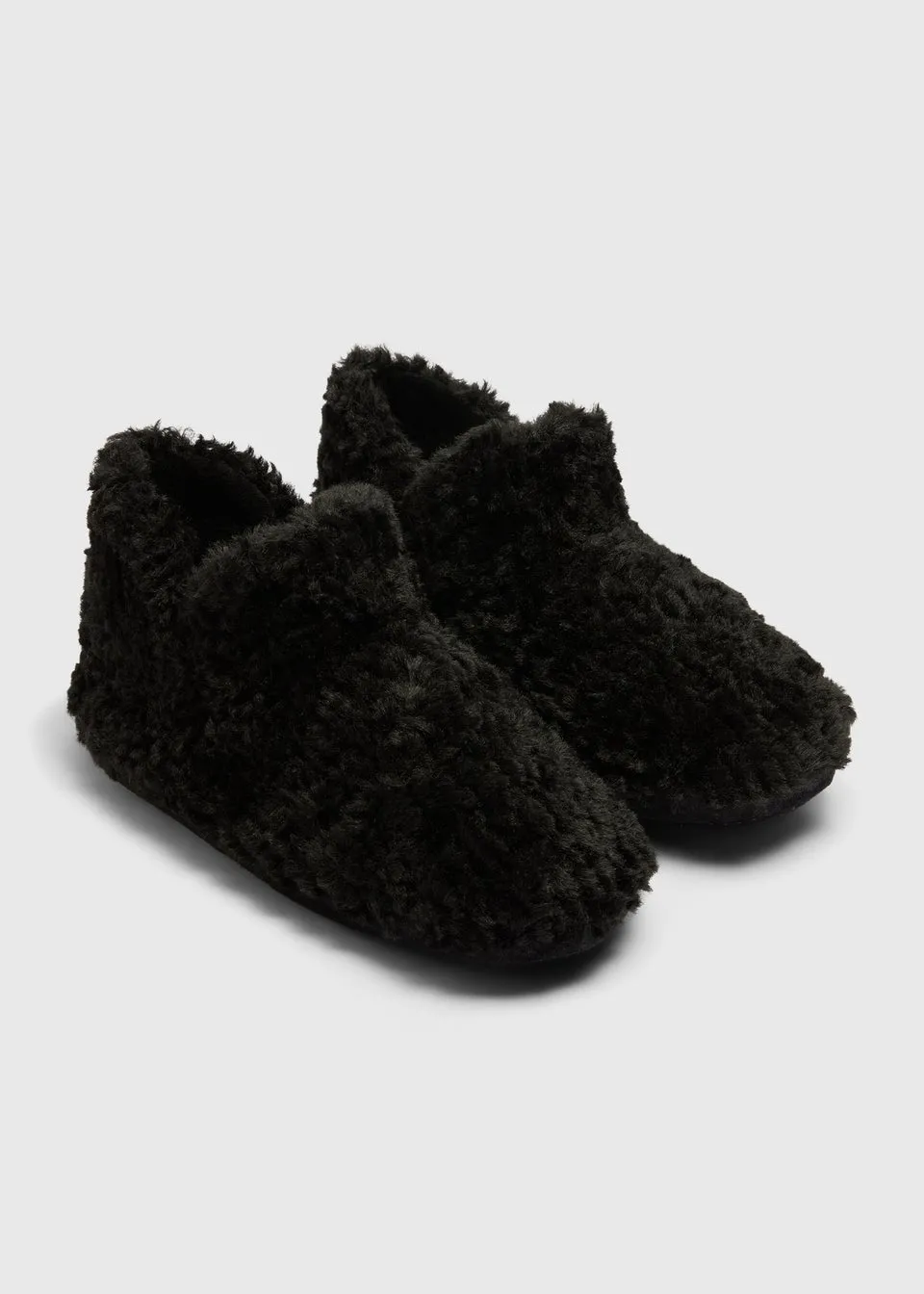 Black Faux Fur Slipper Boots