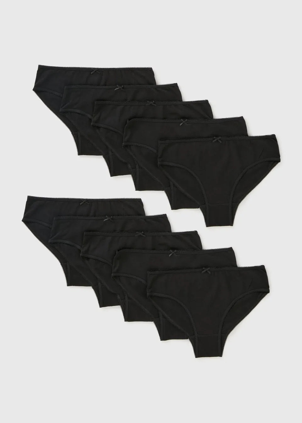 10 Pack Girls Black Briefs (2-13yrs)
