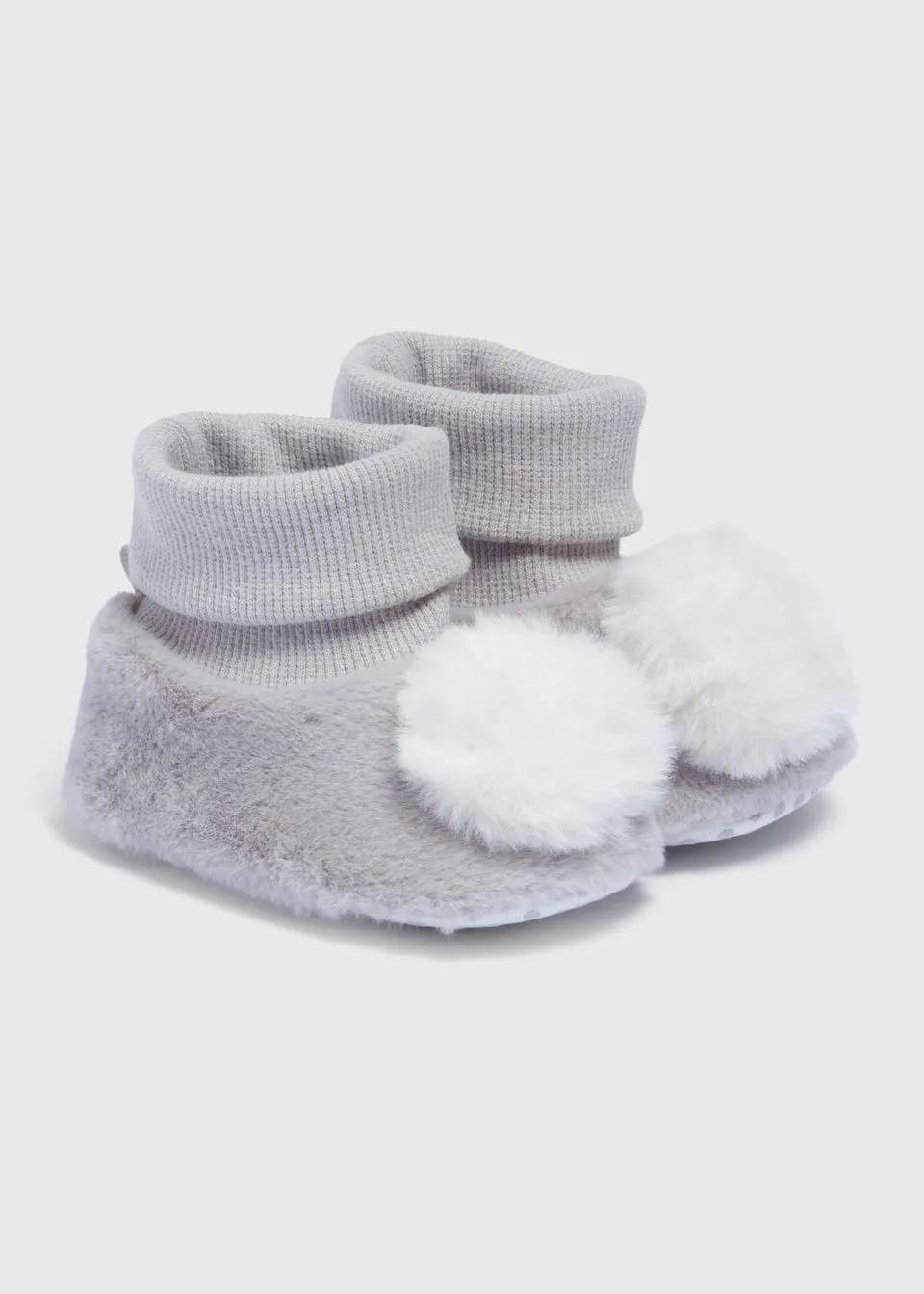 Baby Grey Pom Sock Boots (Newborn-23mths)