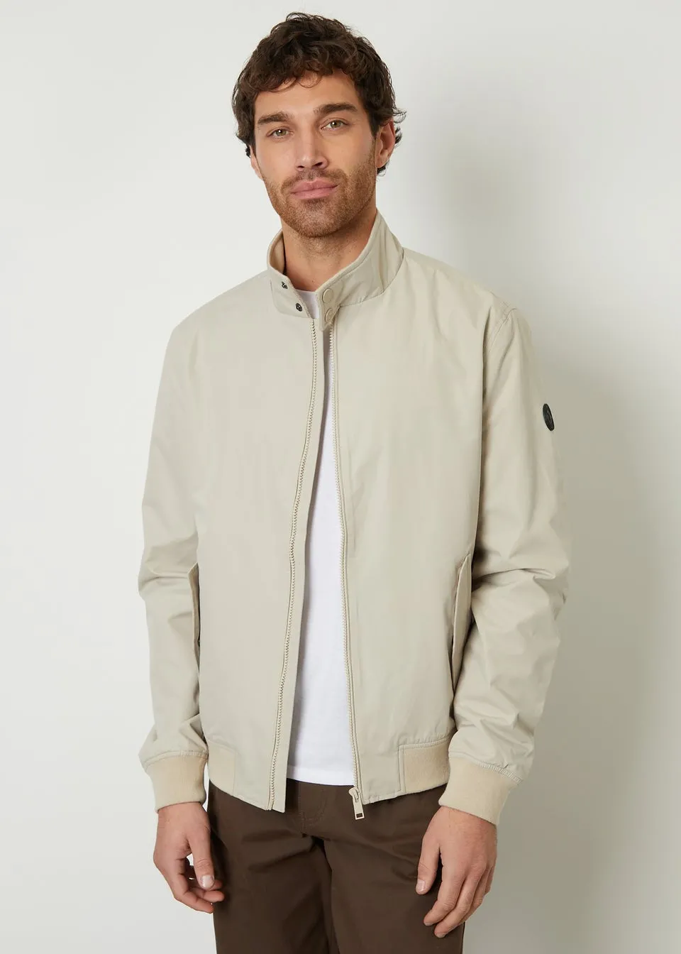 Threadbare Stone Zip Up Harrington Style Jacket