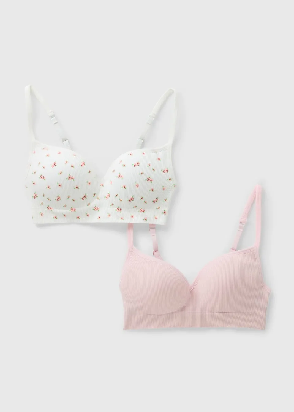 2 Pack Pink Floral Mould Bras