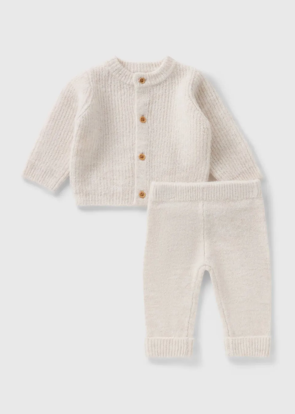 Baby Oatmeal Knitted Cardigan & Legging Set (Newborn-23mths)