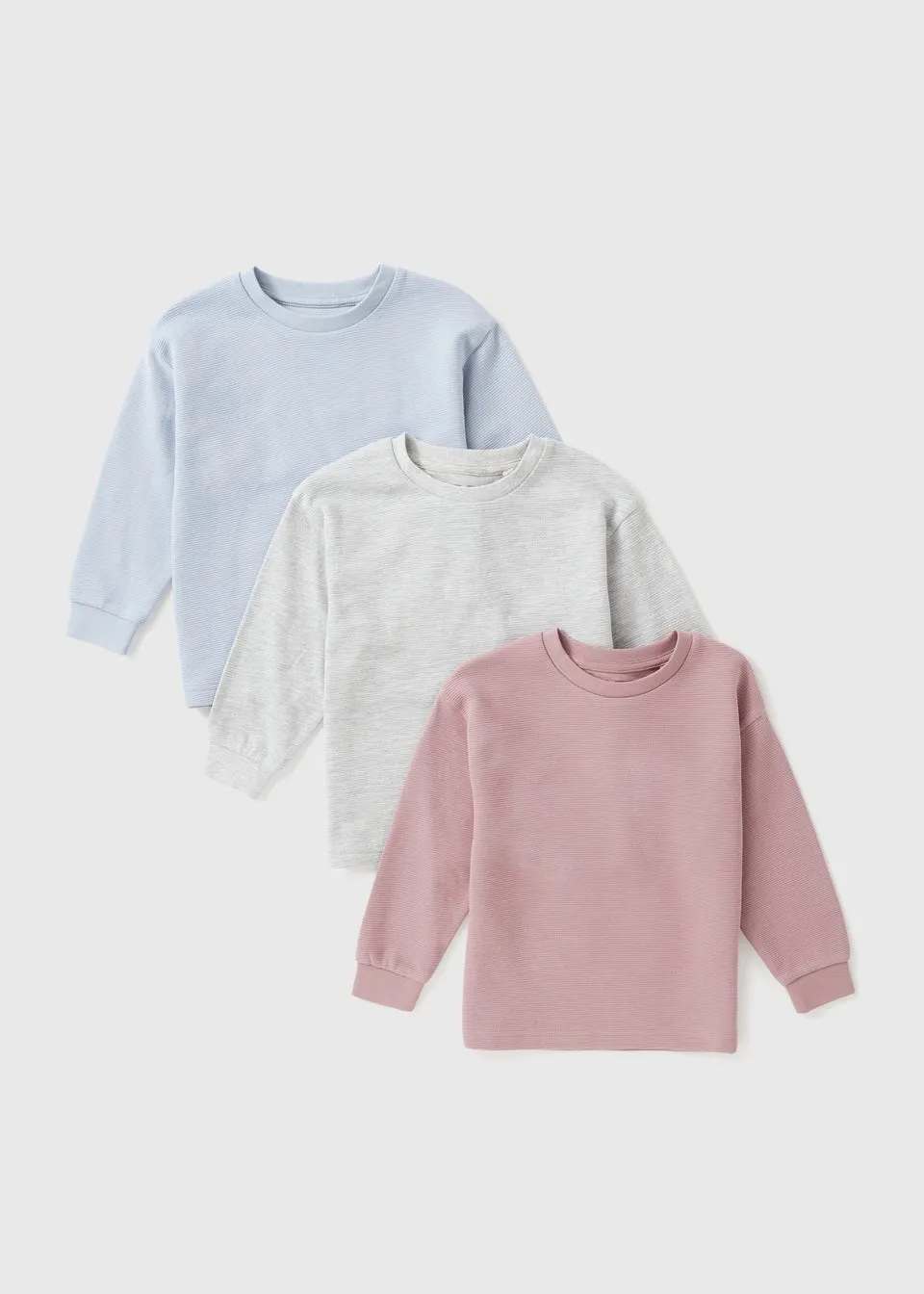 3 Pack Boys Multicolour Ribbed Long Sleeve Top (1-7yrs)